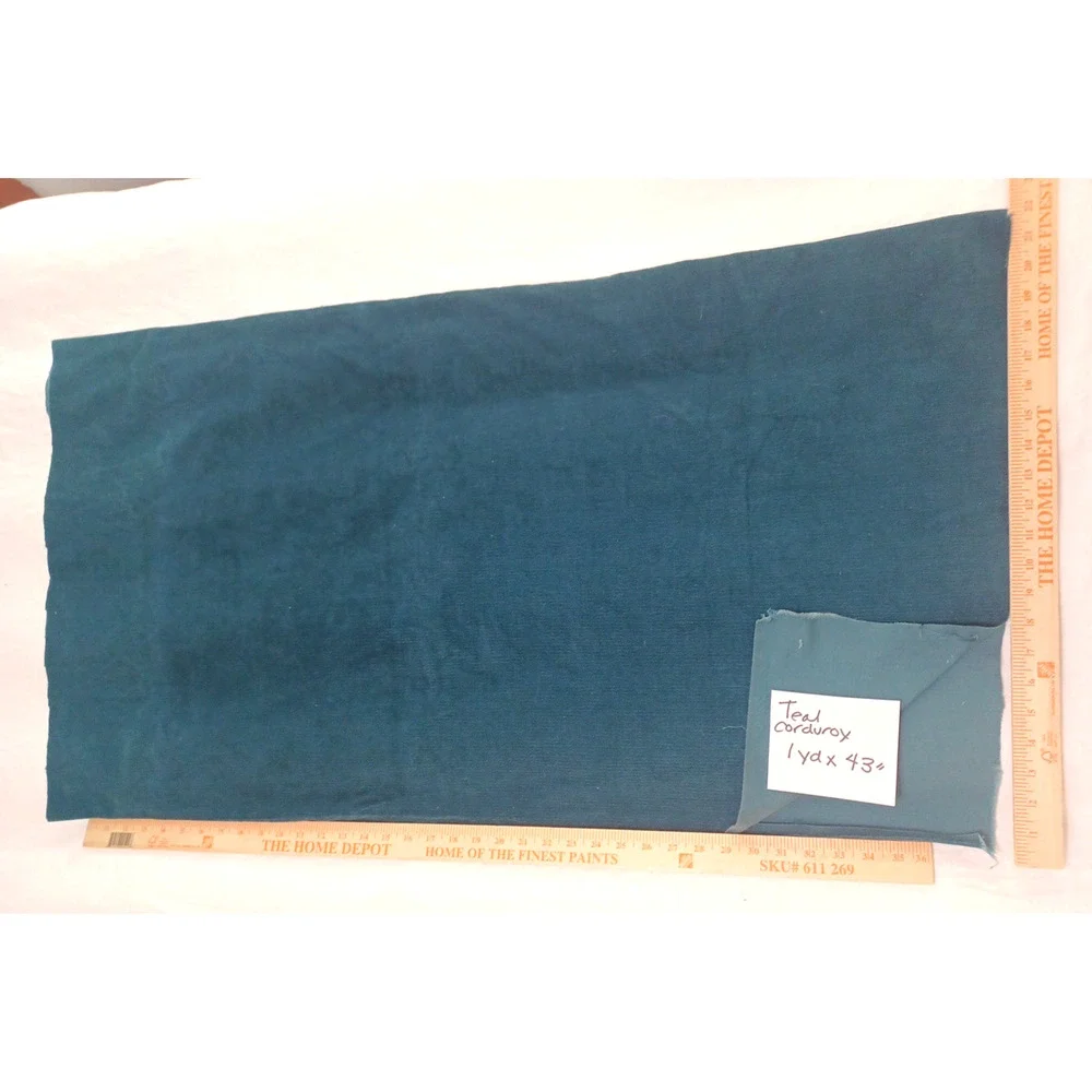 Teal Blue Green Thin Ribbed Corduroy Cotton Fabric 1 Pc 1 Yard x 43